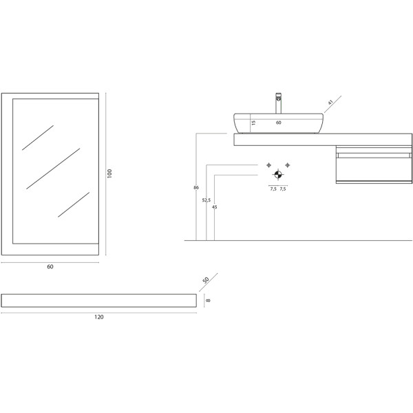 COMPOSIZIONE BAGNO COMPLETA CON TOP IN LEGNO - immagine 3